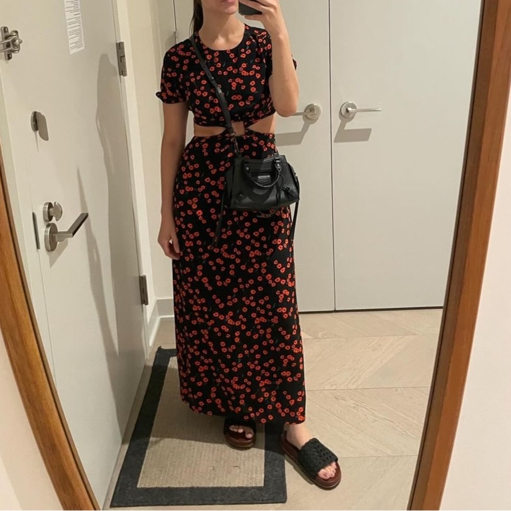 STAUD floral cutout maxi dress size XS